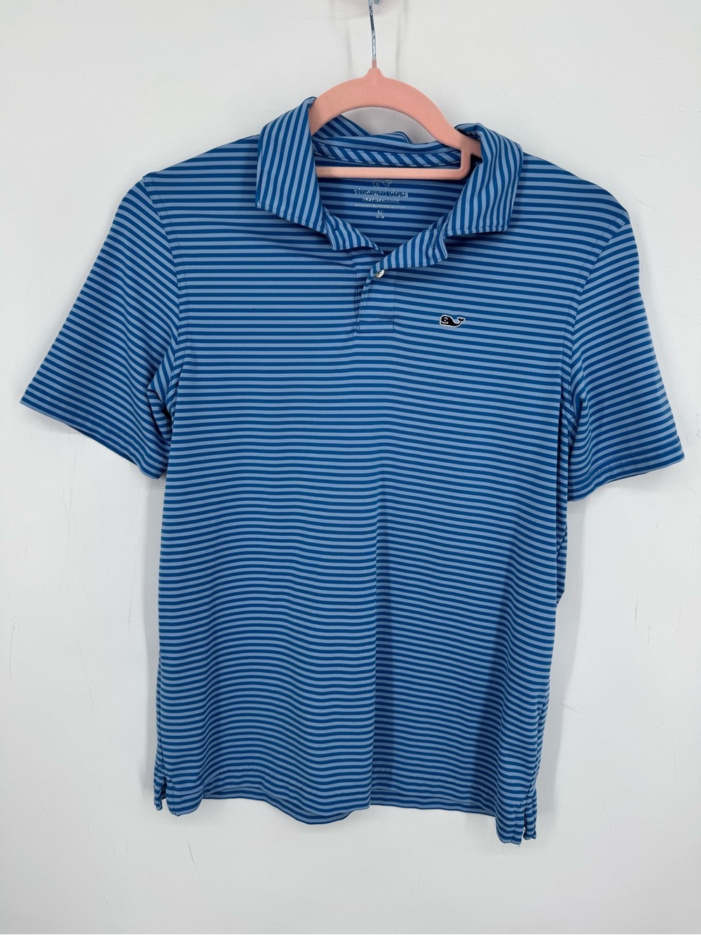 Vineyard Vines Performance Blue Striped Collared Polo Youth Boys Size Medium
